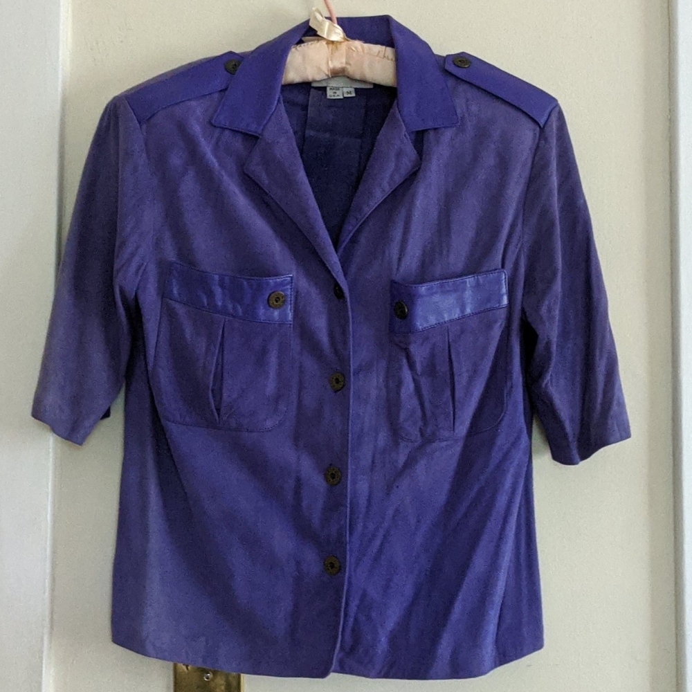 Vintage Suede and Leather Button down Shirt M